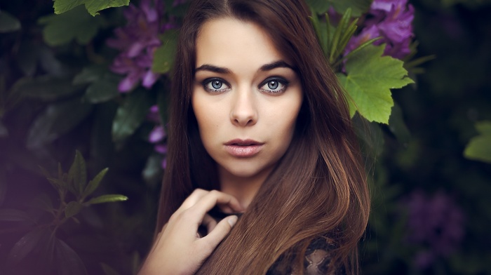 girl, portrait, flowers, model