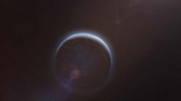 planet, lens flare, space