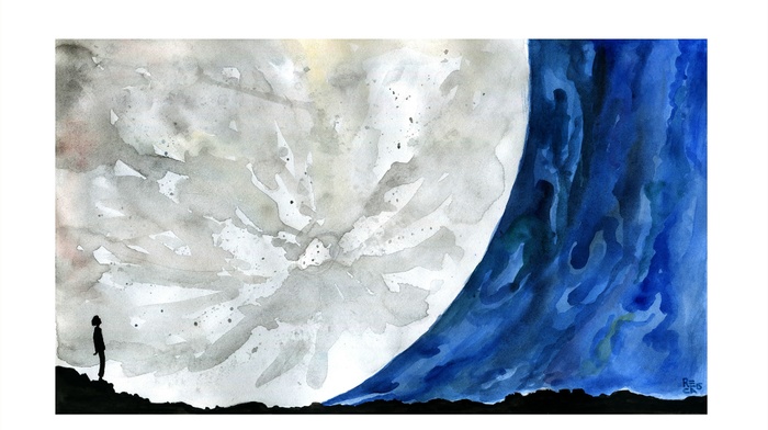 Cosmos A Spacetime Odyssey, illustration, space, watercolor, reca, moon, space art