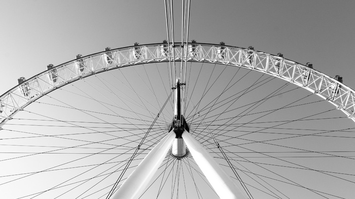 ferris wheel, monochrome, photography