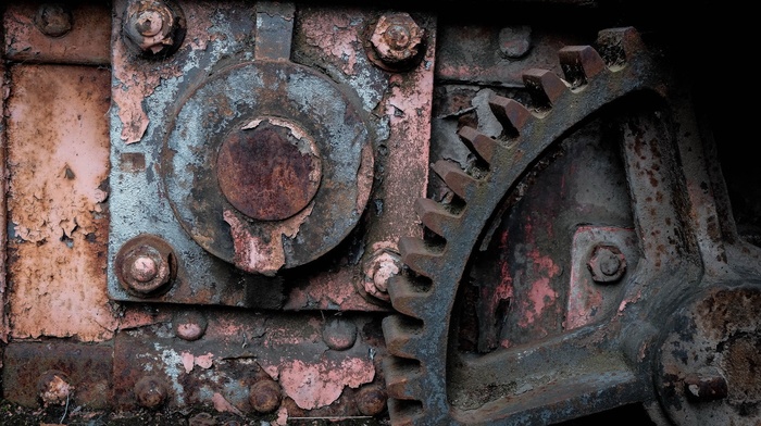rust, machine, gears, industrial