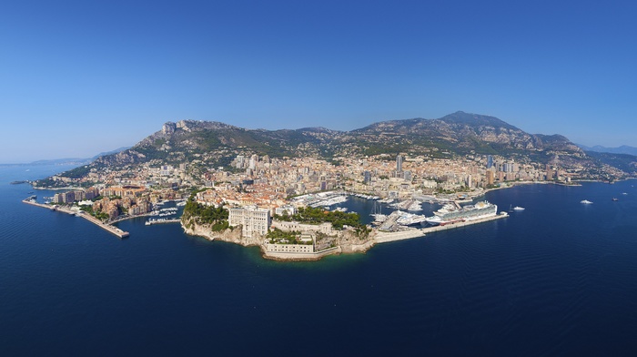 landscape, city, hills, sea, Monaco
