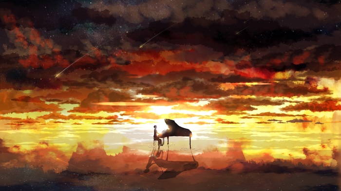 stars, sky, piano