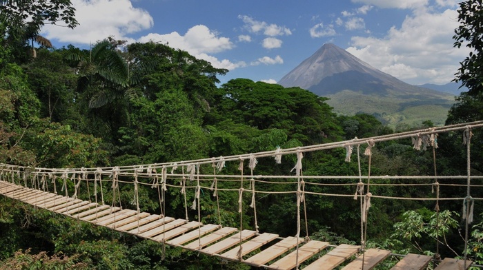 mountains, bridge