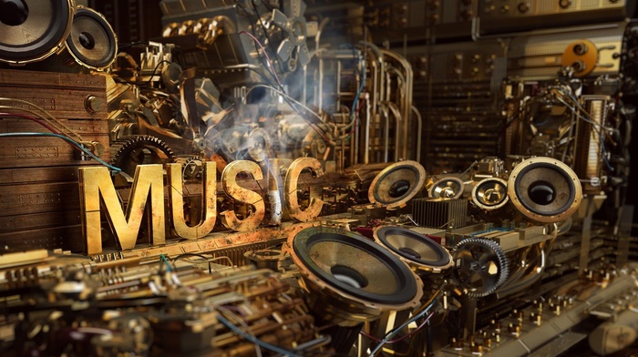 machine, typography, music, gears, cigarettes