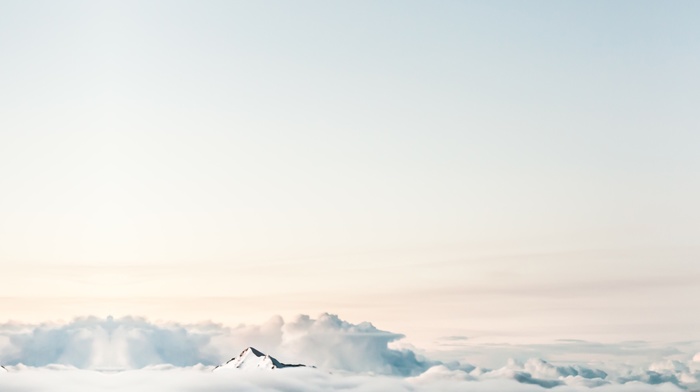 clouds, mountains, white, sky