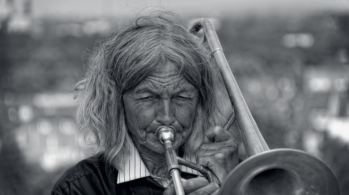 music, monochrome, old people