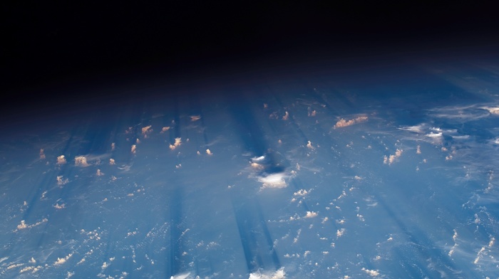 Earth, clouds, space