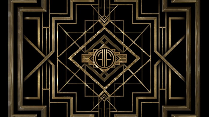 black, The Great Gatsby, gold, digital art, Art Deco, minimalism, pattern