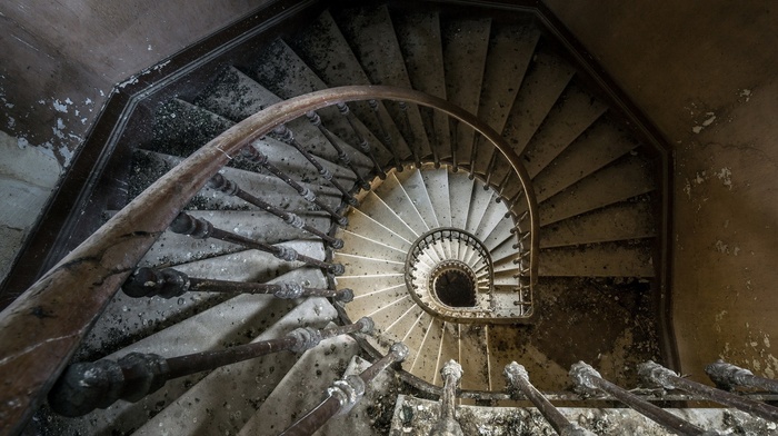 spiral, interior, stairs, photography, old