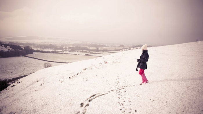 hat, nature, pink, snow, landscape