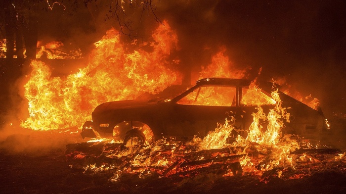 fire, destruction, car