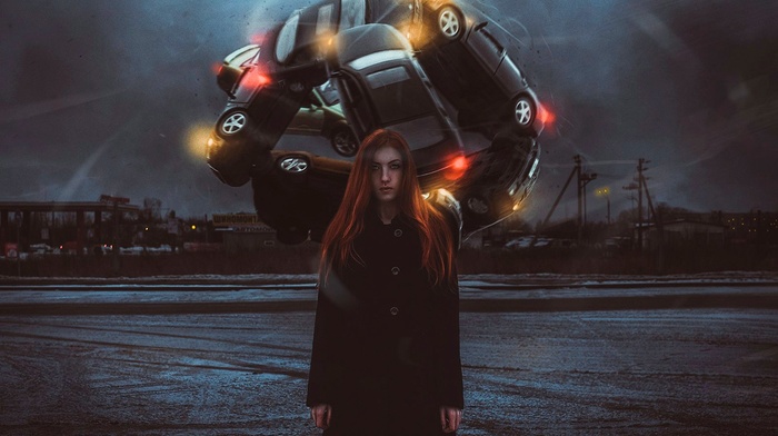 artwork, car, Yuri_Shwedoff, girl, fantasy art