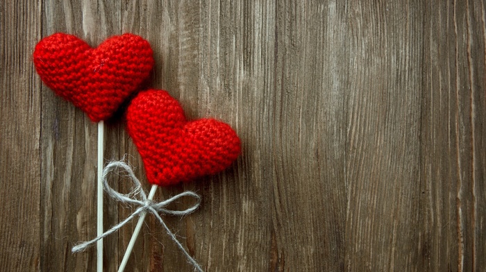 Valentines Day, wooden surface, wood, heart, crochet