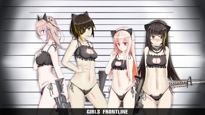 underwear, cat keyhole bra, Girls Frontline, ecchi, anime girls