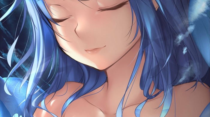 original characters, closed eyes, anime, cleavage, anime girls