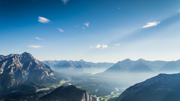 sky, nature, landscape, forest, mountains