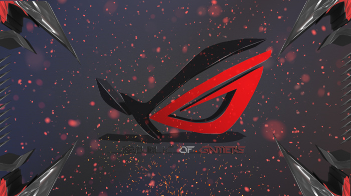 photo manipulation, republic of gamers, photoshop, 3D, red, logo, spike, asus, black