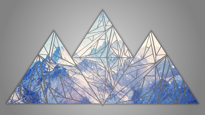 facets, mountains, blue, RGB, shapes, poly