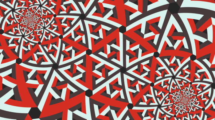 fractal, abstract, red, symmetry