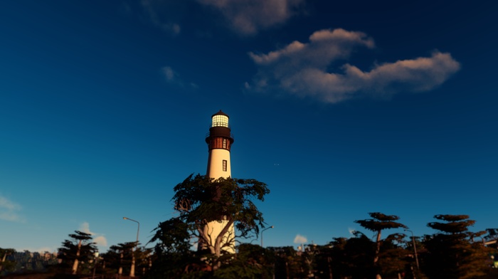 lighthouse, city, landscape