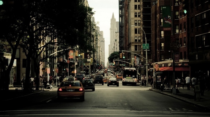 city, building, street, taxi, New York City