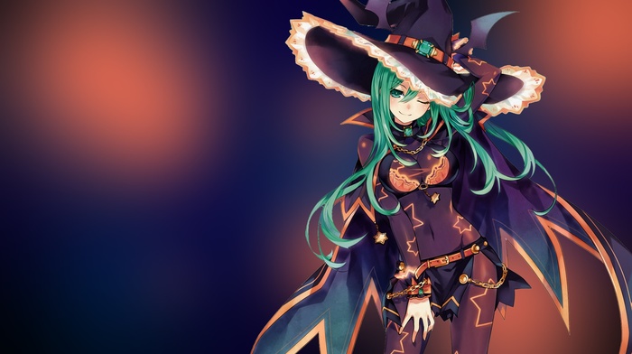 Date A Live, green hair, witch, anime, Natsumi Date A Live, anime girls