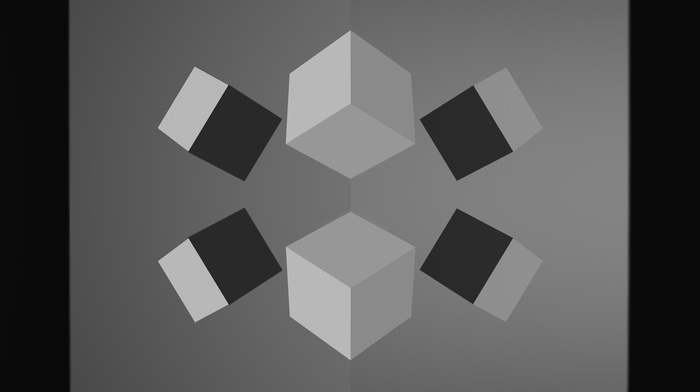 monochrome, cube, symmetry