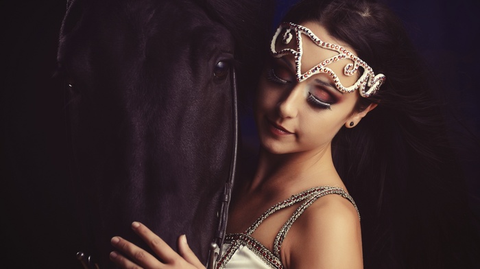 model, horse, girl, fantasy art