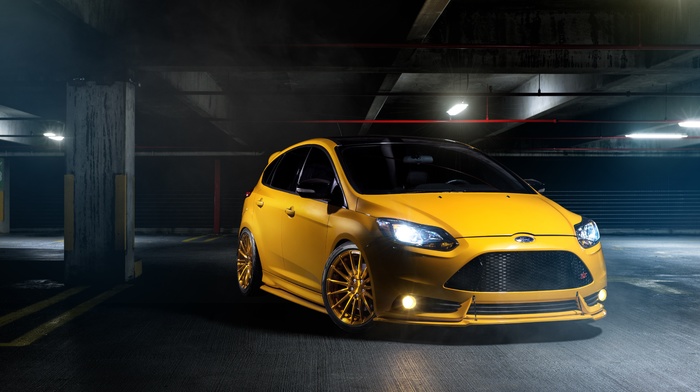 tuning, ford focus, car, Ford Focus ST, yellow, Ford