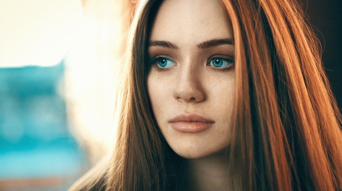 girl, blue eyes, portrait, face