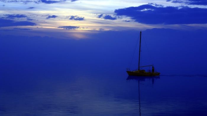 blue, boat, water, sea