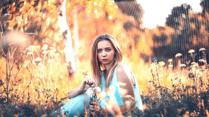 nature, field, girl outdoors, model