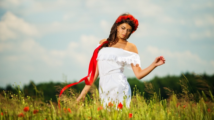 girl outdoors, field, model, girl