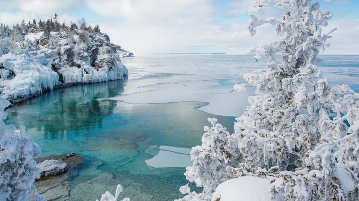 georgian bay, winter, Canada, snow, trees