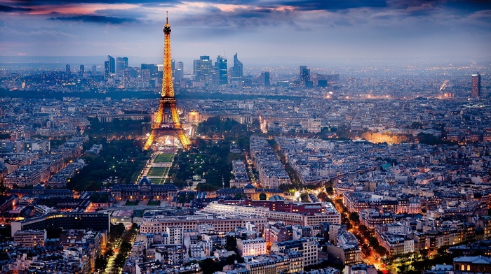 Paris, city lights, cityscape, Eiffel Tower
