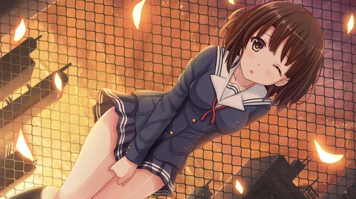 Saenai Heroine no Sodatekata, chain, link, Kato Megumi, grid, school uniform