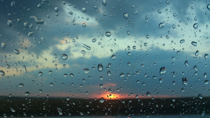 water on glass, water, sunset, rain