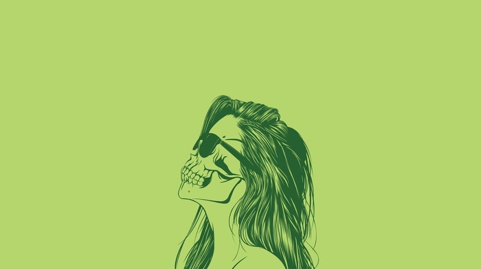 Skull Face, artwork, simple background, minimalism, sunglasses