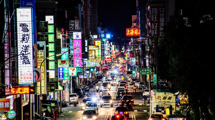 Asia, night, street, traffic, urban, city