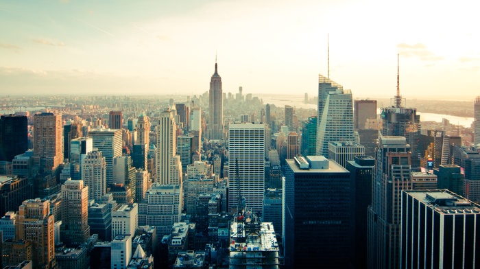 aerial view, skyline, building, USA, Manhattan, New York City, city