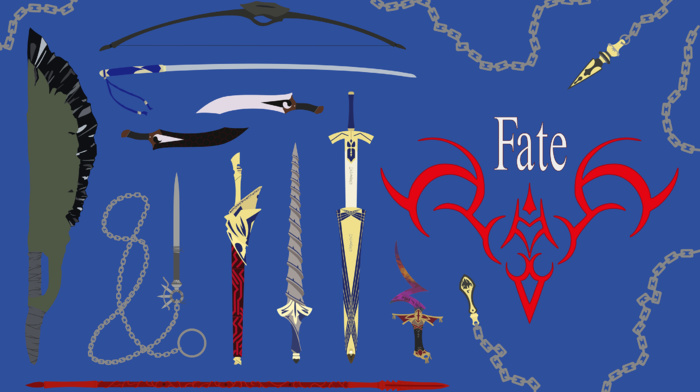 anime, illustration, vector, FateStay Night, fantasy weapon, fate series, weapon