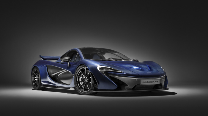 car, blue cars, simple background, spotlights, vehicle, McLaren P1