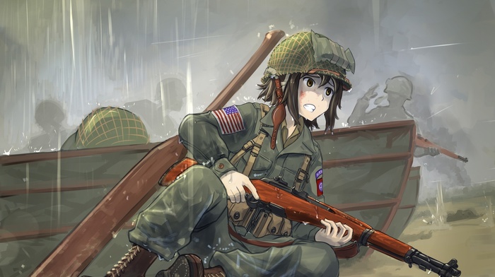 World War II, original characters, anime girls, anime, M1 Garand