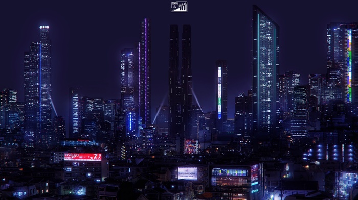 Japan, neon, city, cyberpunk