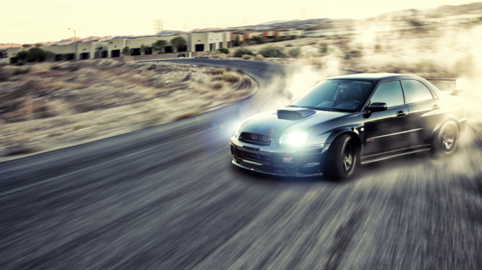 Drifting, road, Subaru Impreza WRX STi, car, JDM, motion blur, vehicle