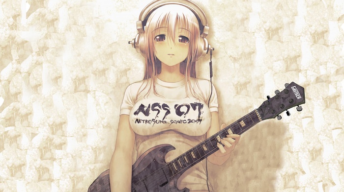 Super Sonico, anime, music, headphones