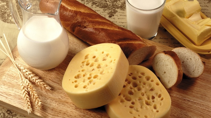 food, bread, Butter, milk, cheese