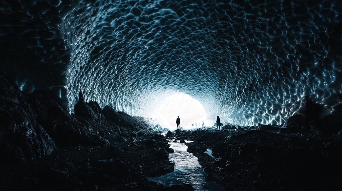 cave, cave, in, ice, nature