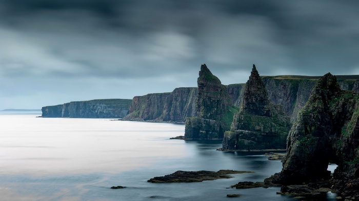 coast, rock, sea, cliff, nature, Scotland